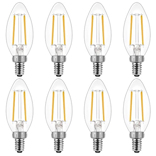 Energetic LED B10 E12 Candelabra Light Bulbs 60 Watt Equivalent, Dimmable LED Chandelier Light Bulbs, Soft White 2700K, 500 Lumen, 5W CRI 80+, UL Listed-Pack of 8