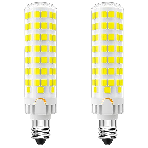 E11 LED Bulb Dimmable, JDE11 120V 100W Halogen Equivalent, T3/T4 Mini Candelabra Base, 6000K Daylight White, 10W 1000 Lumen E11 Bulbs for Ceiling Fans, Chandeliers, Cabinet Lighting, 2 Pack