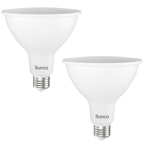 Sunco Outdoor LED Flood Light Waterproof PAR38 LED Bulb, Dimmable, 1800 Lumens, 15W=150W, 3000K Warm White, E26 Base, UL Listed 2 Pack