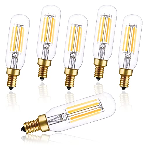 CREATE BRIGHT T6 LED Bulb Dimmable Light Bulbs E12 T25 Clear Glass Tubular Edison Candle Bulb for Ceiling Fan,Pendant,Wall Sconces,Chandeliers,6W,4000K,Pack of 6