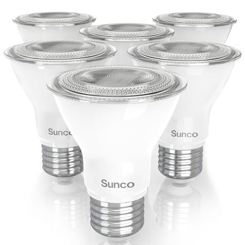 Sunco 6 Pack PAR20 LED Bulbs 50W Equivalent 7W Dimmable, CRI90 2700K Soft White 470 Lumens E26 Medium Base IP65 Waterproof Indoor Home Residential Super Bright Wide Area Flood Light – UL
