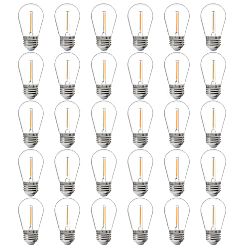 FLSNT 30 Pack LED S14 Replacement Bulbs for String Light, Outdoor LED Light Bulbs, E26 Base, 2200K Warm White, Non-Dimmable